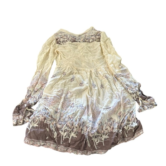 Free People Floral Cream and Brown Top - Picture 2 of 4